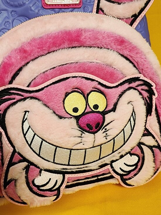 Loungefly Disney Alice in Wonderland Cheshire Cat Fuzzy Pink Mini Backpack NEW main image 7